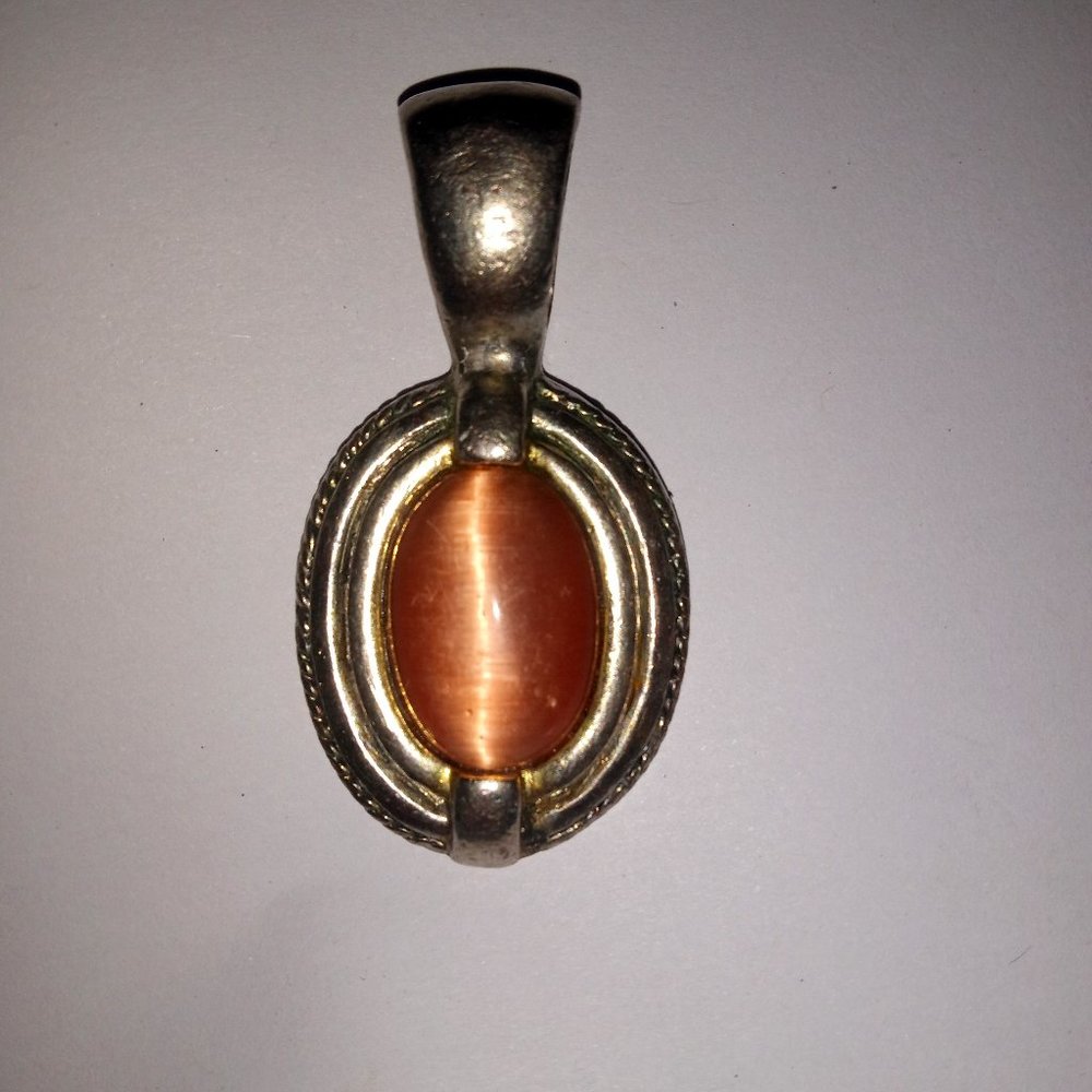 Orange Cats Eye Oval Pendant